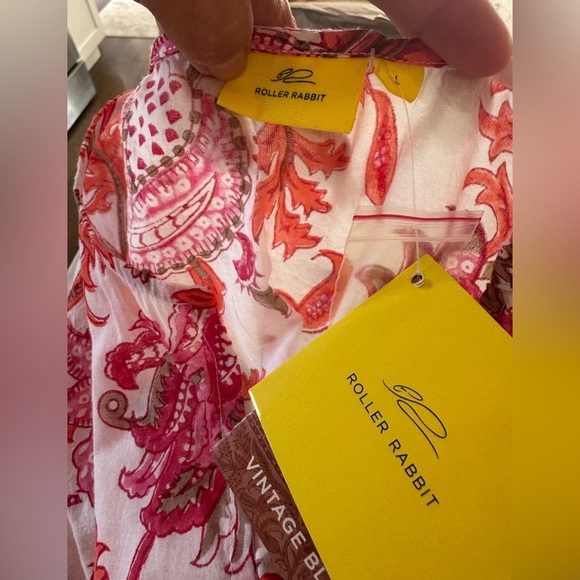 Roberta Roller Rabbit Amanda Kurta Orange and white bohemian NEW 100% cotton - Picture 9 of 15